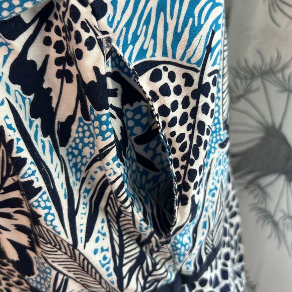 CLEARANCE Peaches Top Leopard Trim Short Elastic Sleeves & Neck Pockets Tie Back - Picture 8 of 10